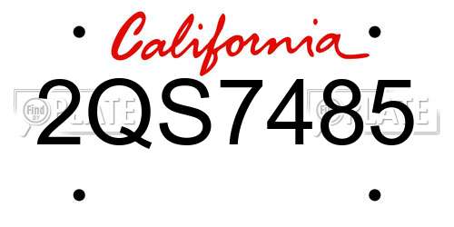 2QS7485 California License Plate