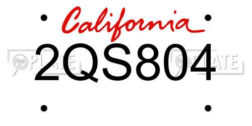 2QS804 California License Plate