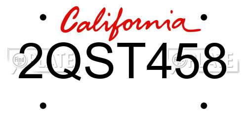 2QST458 California License Plate