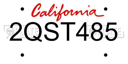 2QST485 California License Plate