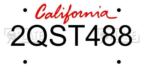 2QST488 California License Plate