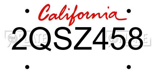 2QSZ458 California License Plate