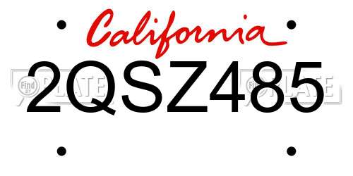 2QSZ485 California License Plate