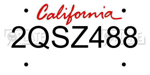 2QSZ488 California License Plate
