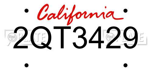 2QT3429 California License Plate