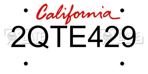 2QTE429 California License Plate