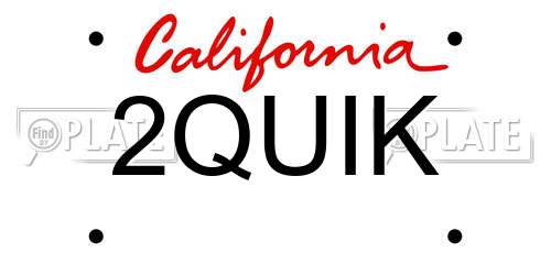 2QUIK California License Plate
