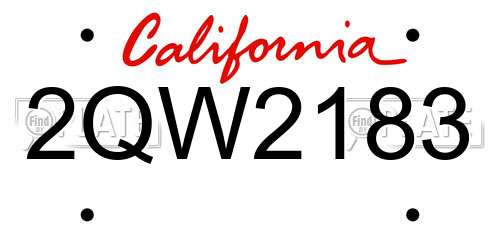 2QW2183 California License Plate