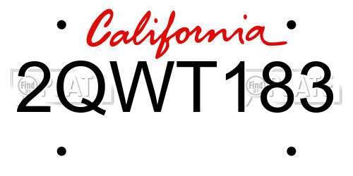 2QWT183 California License Plate