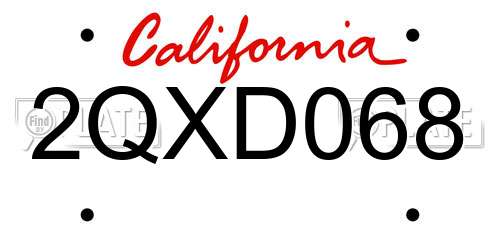 2QXD068 California License Plate