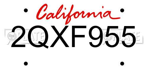 2QXF955 California License Plate