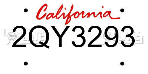 2QY3293 California License Plate
