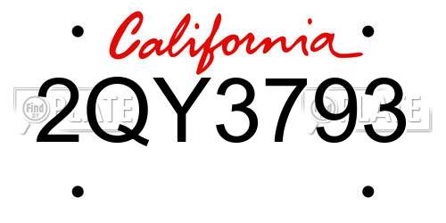 2QY3793 California License Plate