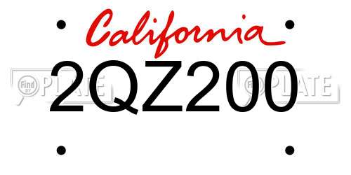 2QZ200 California License Plate