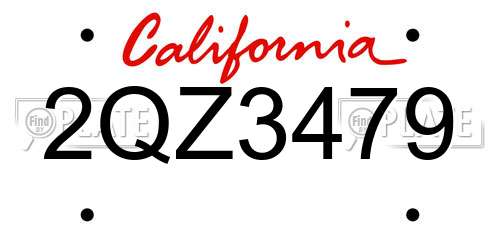 2QZ3479 California License Plate