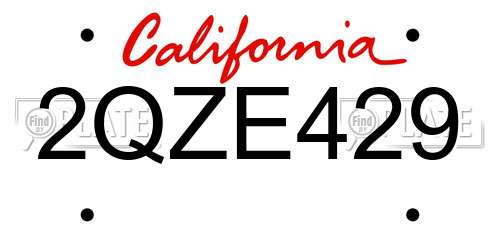 2QZE429 California License Plate