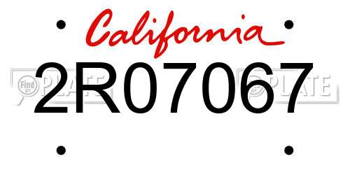 2R07067 California License Plate