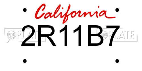 2R11B7 California License Plate