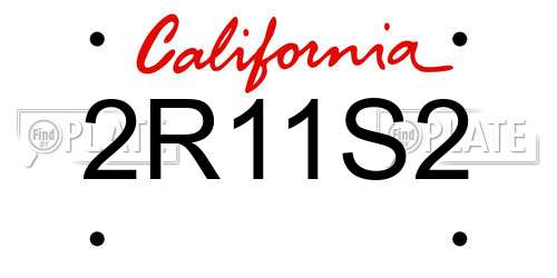 2R11S2 California License Plate