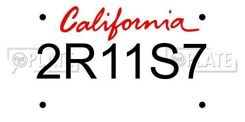2R11S7 California License Plate