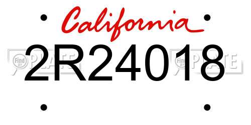 2R24018 California License Plate