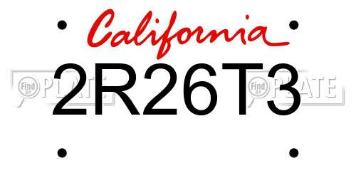 2R26T3 California License Plate