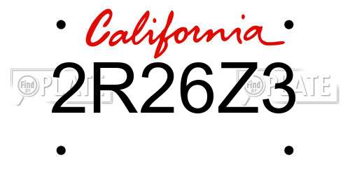 2R26Z3 California License Plate