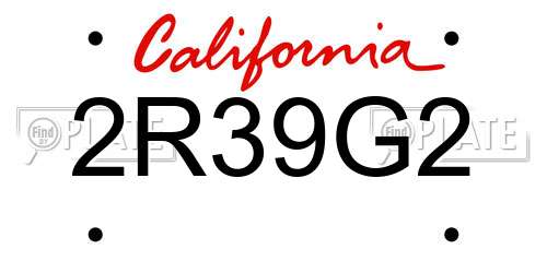 2R39G2 California License Plate