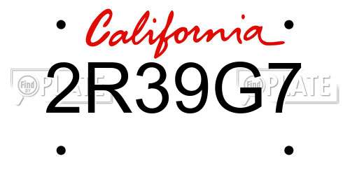 2R39G7 California License Plate