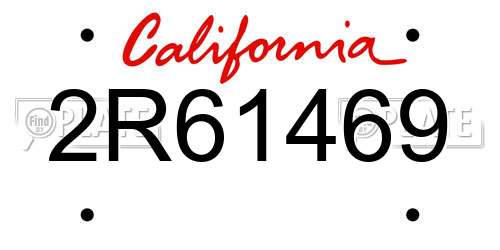2R61469 California License Plate