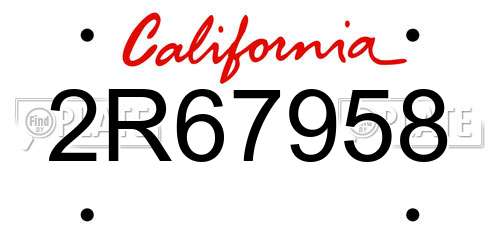 2R67958 California License Plate