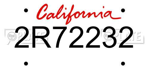 2R72232 California License Plate