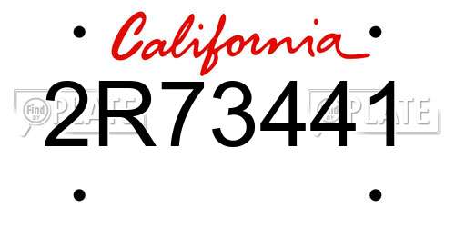 2R73441 California License Plate