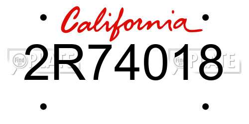 2R74018 California License Plate