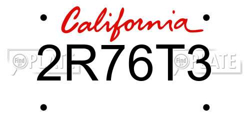 2R76T3 California License Plate