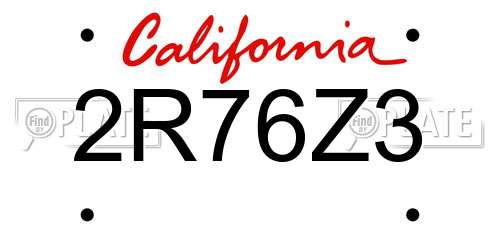 2R76Z3 California License Plate