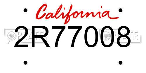 2R77008 California License Plate