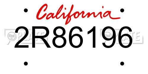 2R86196 California License Plate