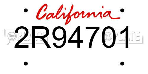 2R94701 California License Plate