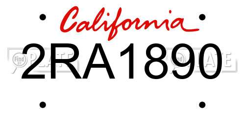 2RA1890 California License Plate