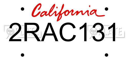 2RAC131 California License Plate