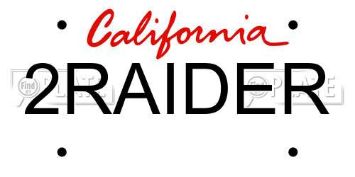 2RAIDER California License Plate