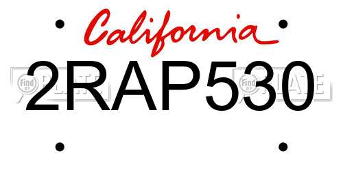 2RAP530 California License Plate