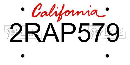 2RAP579 California License Plate