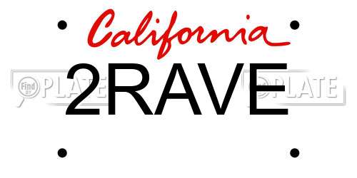 2RAVE California License Plate
