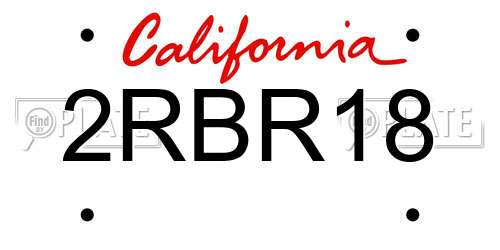2RBR18 California License Plate