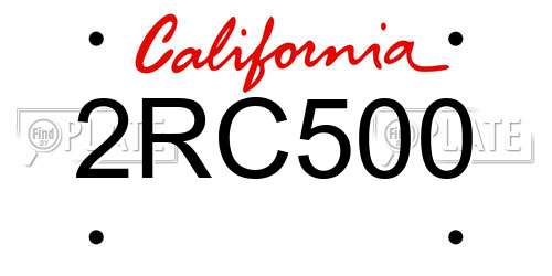 2RC500 California License Plate