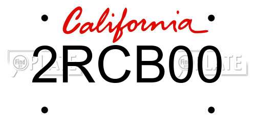 2RCB00 California License Plate
