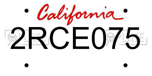 2RCE075 California License Plate
