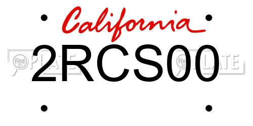 2RCS00 California License Plate